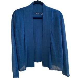 NWT 🦋 Nic+Zoe Lightweight Semi-Sheer Linen Slub Knit Cropped Open Cardigan, 1X